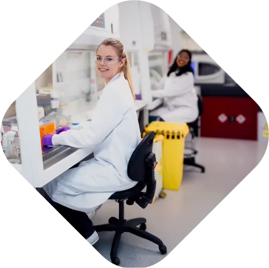lab workers smiling